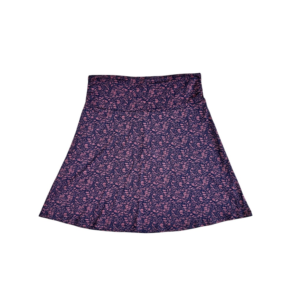 Toad & Co Chaka Eco Knit Skirt Large Burgundy Wild Ginger Spring Floral A-Line